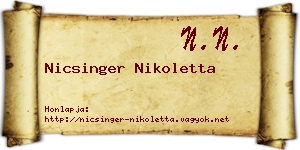 Nicsinger Nikoletta névjegykártya